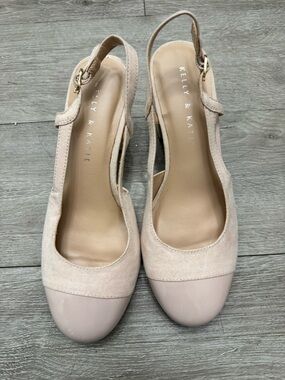 Kelly & Katie Nude Blush Patent-Toe Slingback Heels
